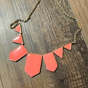 Coral Enamel Triangle Necklace